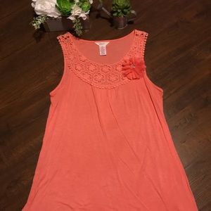 Candies Flirty Coral Rhinestone Flowered tank top